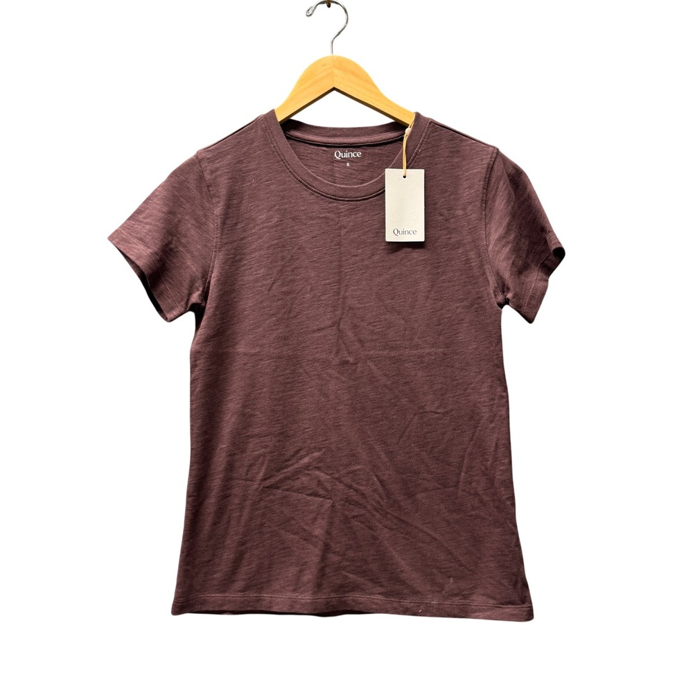 Quince T-Shirt Womens S Organic Cotton Slub Crewneck Dried Fig Casual Tee NEW